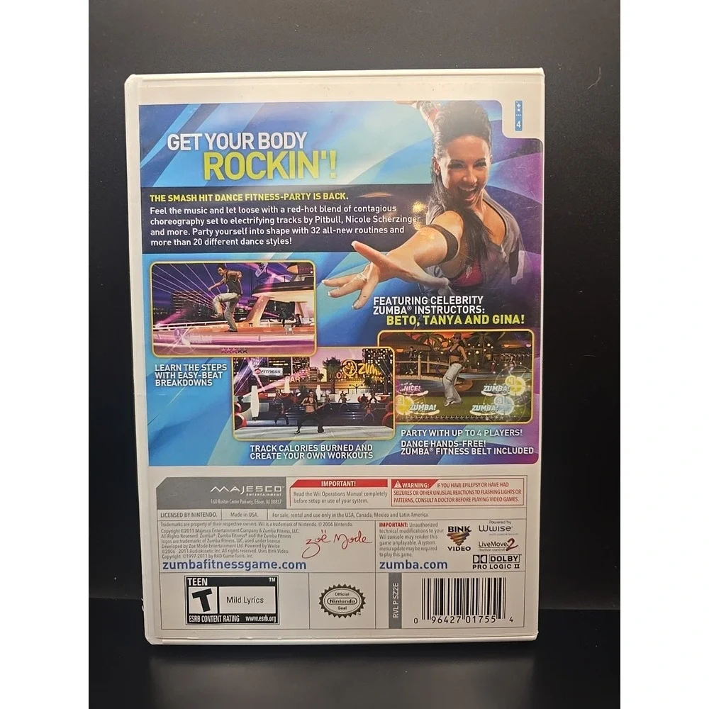 Zumba‎ Fitness 2 Nintendo Wii Video Game Workout Exercise